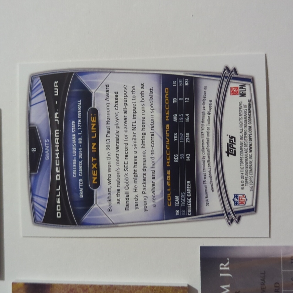 Lot NFL Football Trading Cards Odell Beckham Jr Rookie Patch Parallel NY Giants - Picture 11 of 12